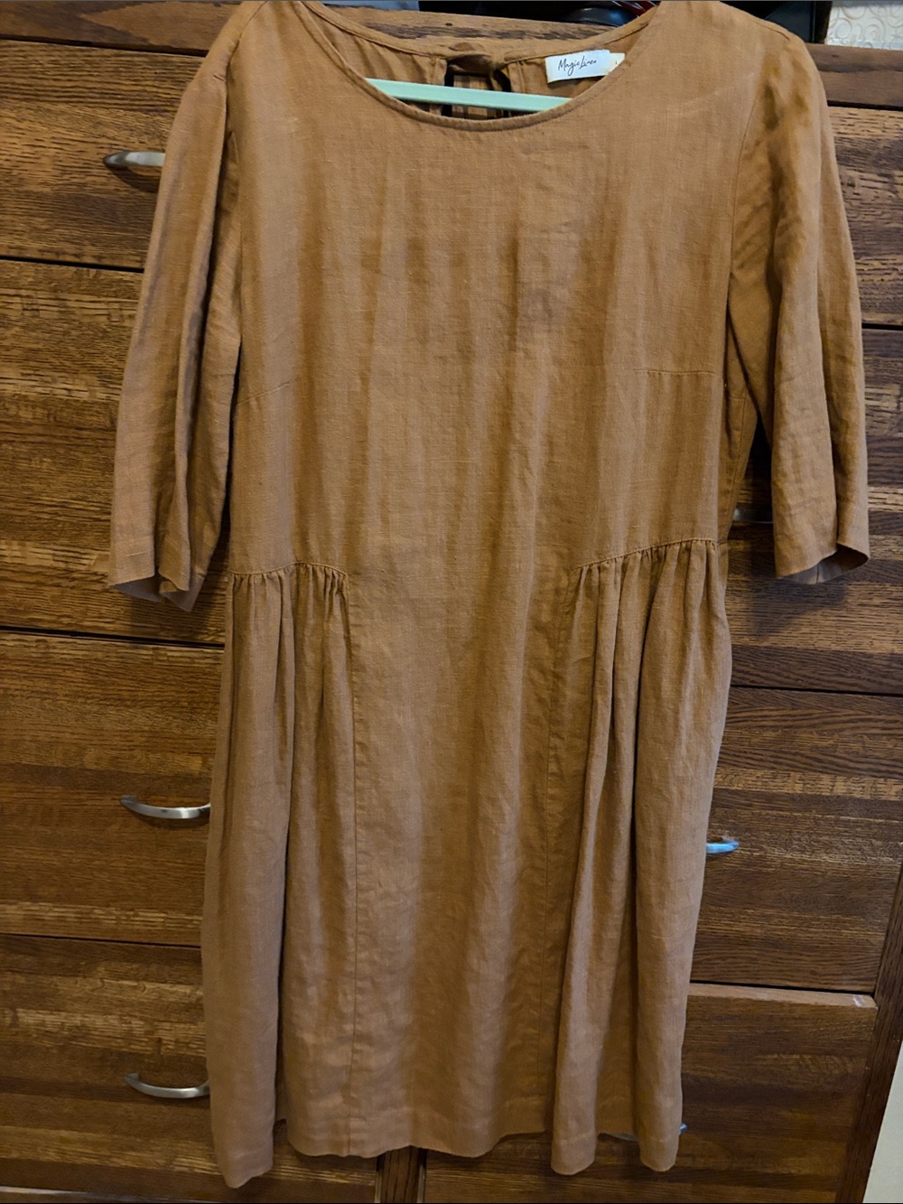 Magic Linen brown linen dress size Large